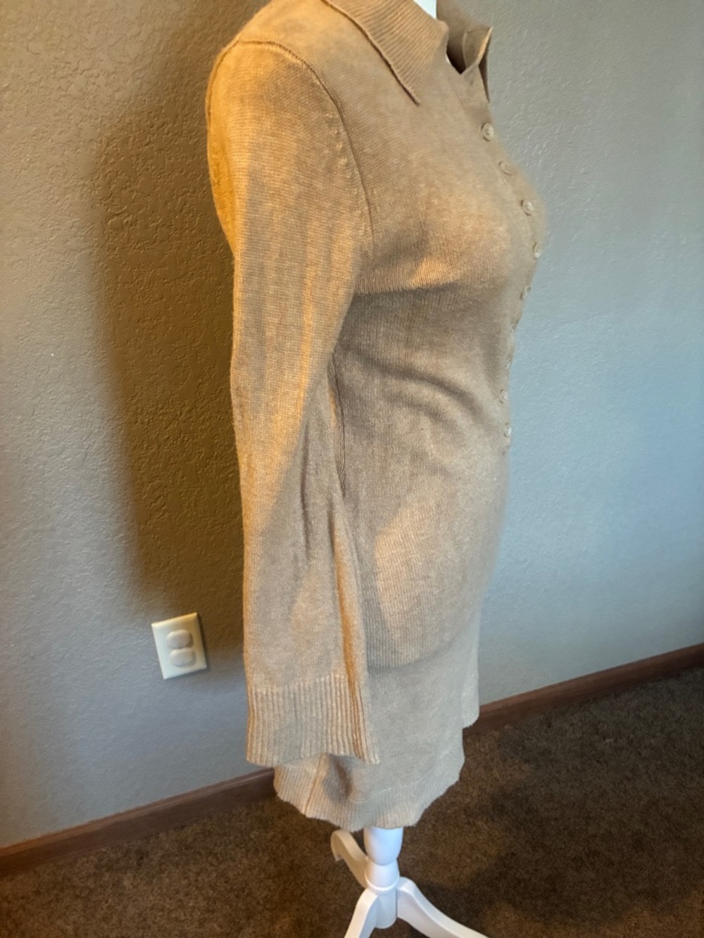 Knit Sweater Dress in Camel - Picture 3 of 4